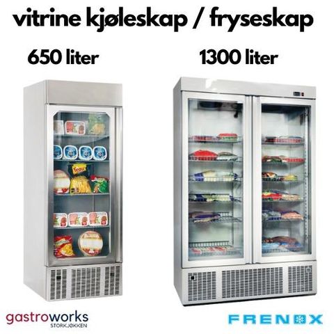 Vitrine Kjøleskap - Fryseskap 650L / 1300L fra Gastroworks