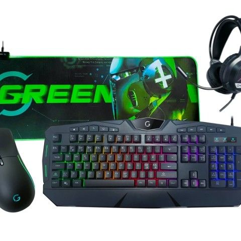 4-in-1 Gaming Bundle - Mus, Musematte, Headset, Tastatur (HØSTSALG!)