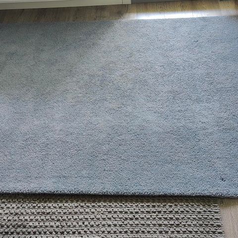 Teppe fra lang lugg, blågrønn, 133x180 cm