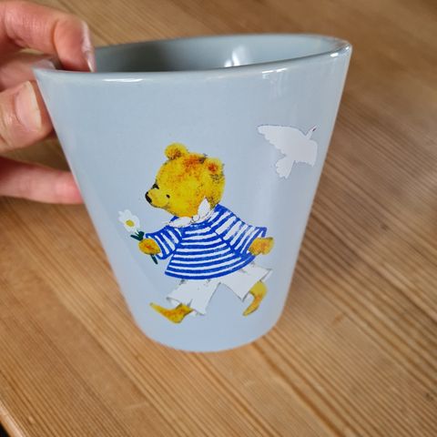 Tannglass / tannkrus, blå med bamse