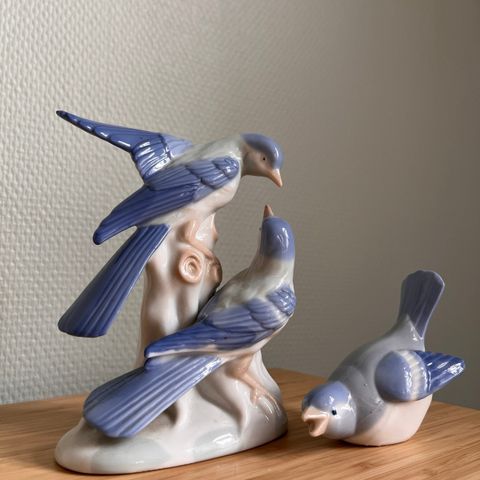 Retro små fugler i porselen