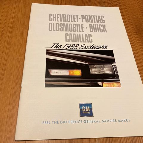 BILBROSJYRE-CHEVROLET/PONTIAC/OLDSMOBILE/BUICK/CADILLAC EXCLUSIVES 1988