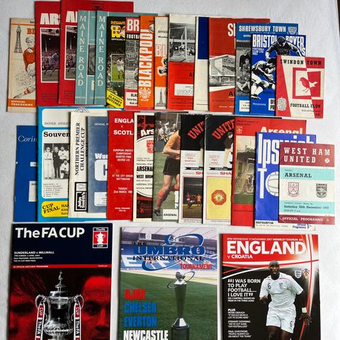 30 stk diverse Engelske fotballprogrammer fra 1960/70/80/90 og 2000-tallet
