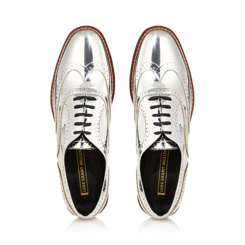 Designer sko  Mirror Finish Silver Brogue Shoes