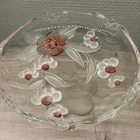 Vintage Walther Glas Blossom time/Toska stettfat med rosa blomster