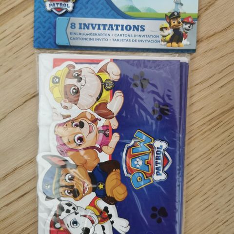 Paw patrol invitasjoner, 8 stk