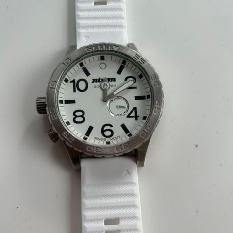 Nixon 51-30 watch. White band. Silver face. perfect condition