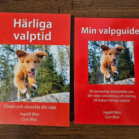 Boken "Härliga valptid" og arbeidshefte "Min valpguide"