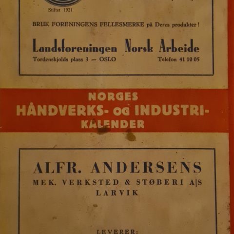 Norges håndverks- og industrikalender 1948/49 selges