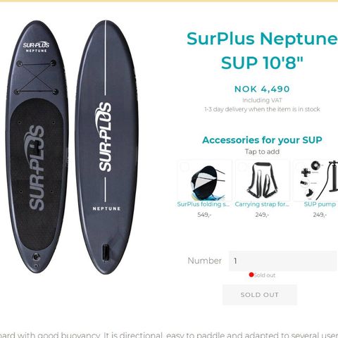 Ny Surplus Neptune SUP 10’8”
