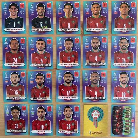 Marokko Panini FIFA VM 2022 Stickers komplett