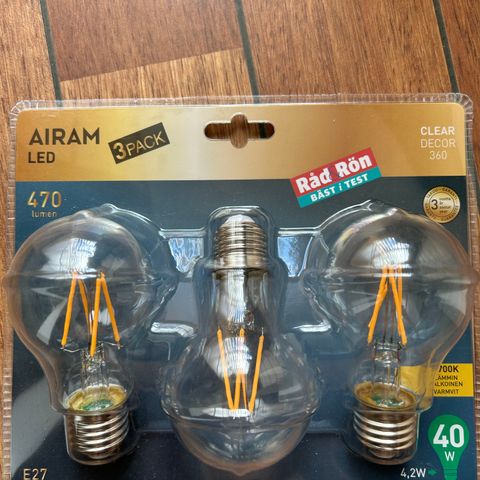 3 pk Airam LED lyspærer