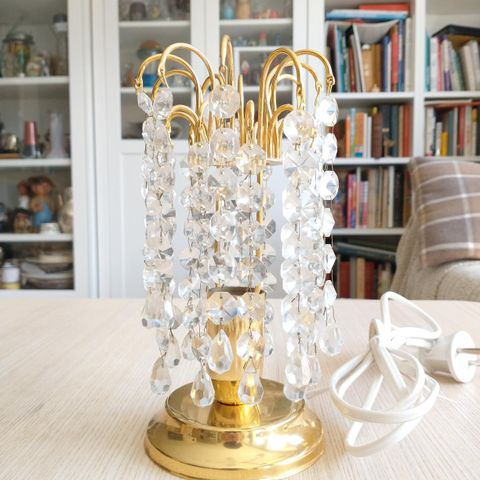 Vintage bordlampe i krystall