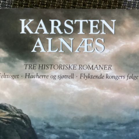 KARSTEN ALNÆS -1 meget flott, tykk bok«TRE HISTORISKE ROMANER»21x14 cm,710 sider