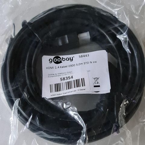 HDMI kabel 5 m. Ny!