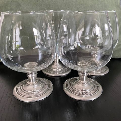 4 stk Hadeland cognac glass m/tinnstett