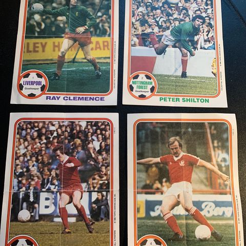 Topps 1980 engelske fotballkort Minipostere Komplett sett 18 stk selges samlet!