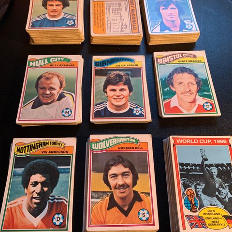 Topps 1978 Engelske fotballkort 190 stk ulike av 396 selges samlet!