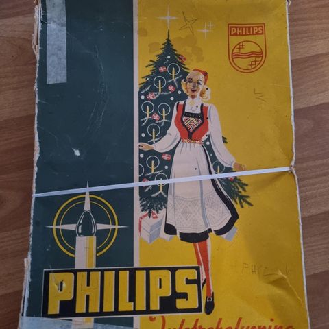 Gammel Philips juletre belysning( virker ikke), eske selge