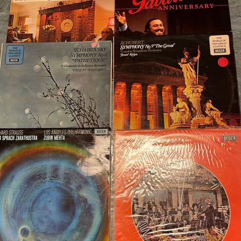 6 stk.Sjeldne Decca LP plater, Pavarotti, Schubert, mm