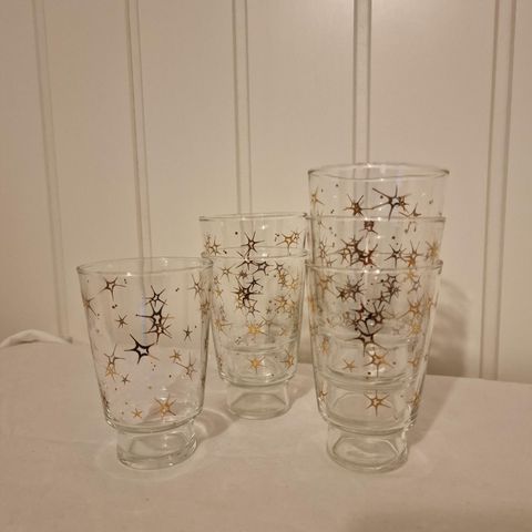 6 x vannglass/dessertglass m.stjerner