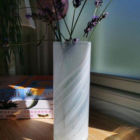 Dansk Kunstglass Holmegaard Misty Sylinder Swirly Vase Glassvase Swirl Design