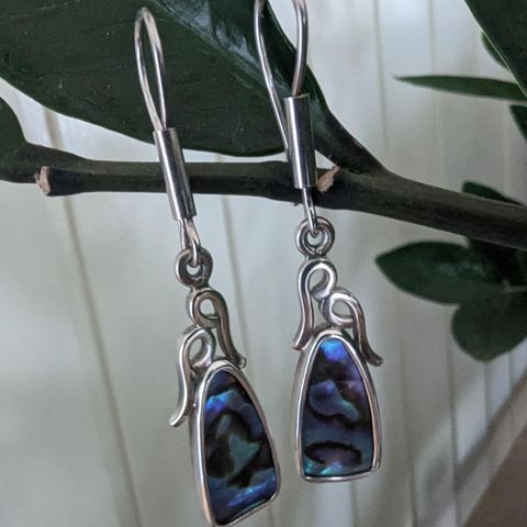 Smykker - øredobber i sølv med abalone skjell / Paua