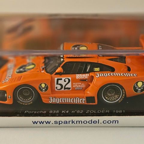 SPARK-MODEL 1:43 - PORSCHE - 935 K4 JÄGERMEISTER N 52 ZOLDER 1981 B.WOLLEK