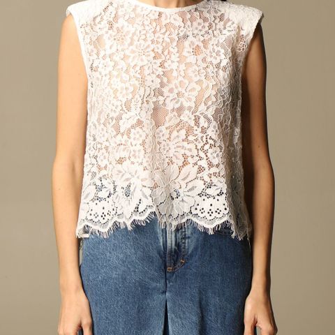 New Self-Portrait ivory lace sleeveless top, size L