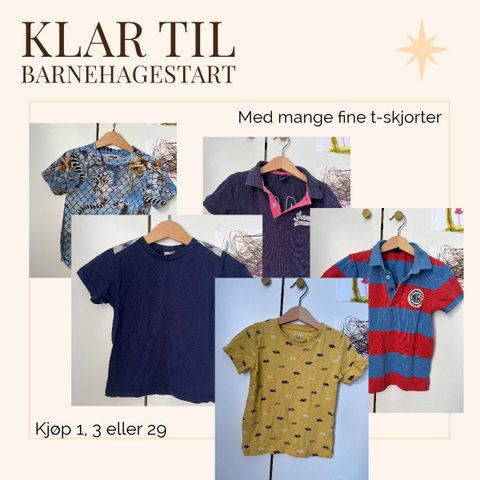 T-skjorter barnehagestart Burberry, Polo, Hugo Boss, name-it,, Zara m.fl.