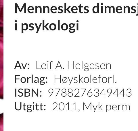 Menneskets Dimensjoner lærebok i psykologi av Leif A. Helgesen