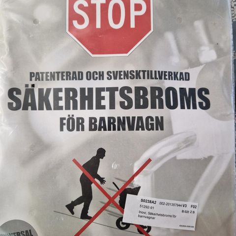 Ny og ubrukt sikkerhetsbrems til barnevogn selges kr 150