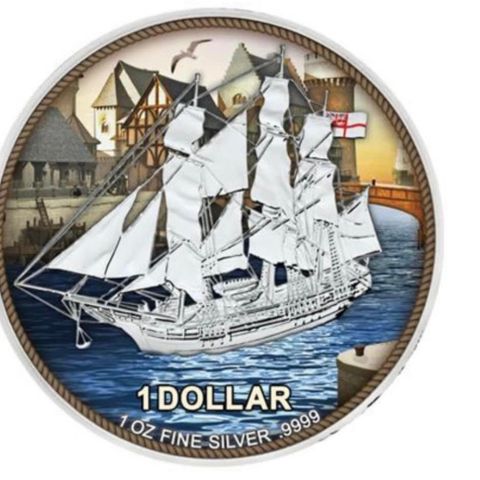 Cook Island 2022 Bounty 1 OZ sølv  «DEPARTURE PORTSMOUTH» kun 999 stk