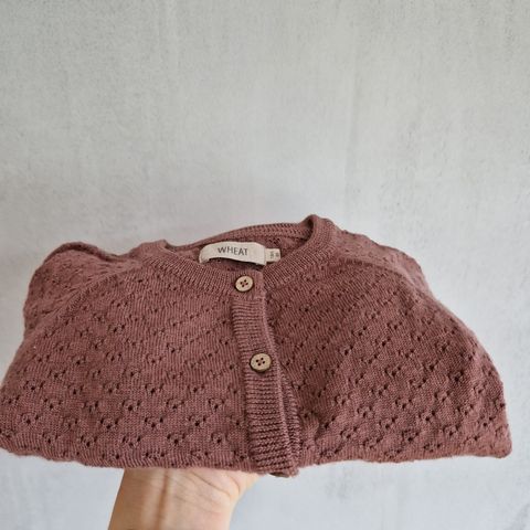 Fineste Wheat merinoull Knit Cardigan Hera rose str. 86, ubrukt