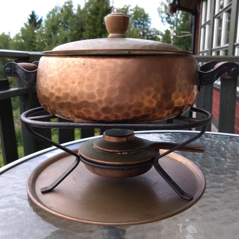 Vintage kobber fondue-sett