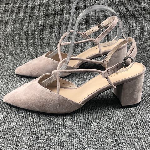 skinn pumps sandaler dame str 36 sling back suede beige rosa