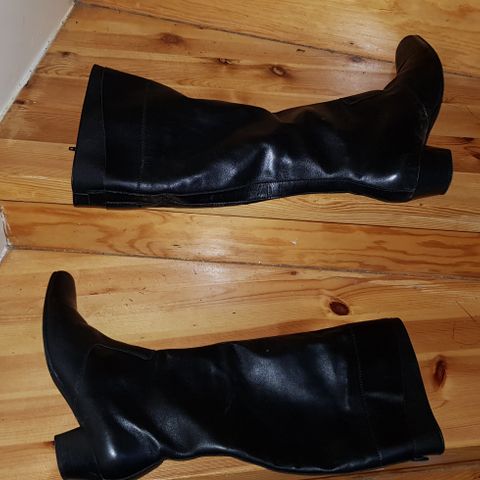 GABOR size 6 1/2 high boots black real leather extra wide