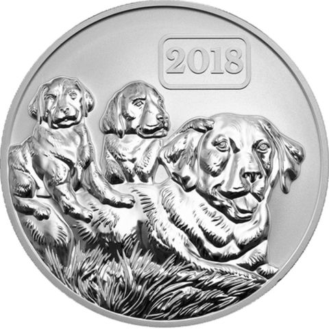 2018 Tokelau 5 Dollar 1-oz Silver Year of the Dog Reverse Proof