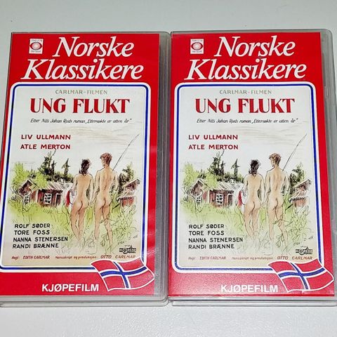 2 VHS SMALL BOX.NORSKE KLASSIKERE.UNG FLUKT 1959.UÅPNET.