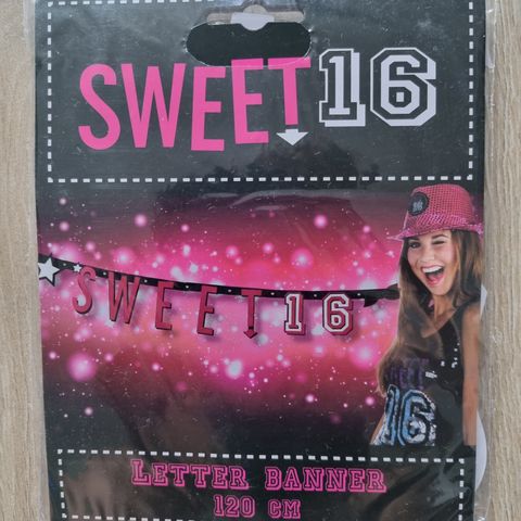 Sweet 16 banner, swirls og bånd.