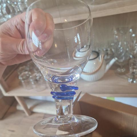 6 stk Pene glass med blå design