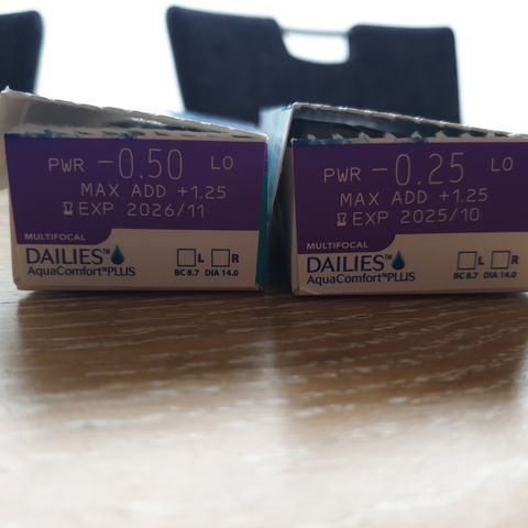 2 pakker Dailies AquaComfort pluss. Se bilde for spesifikasjoner