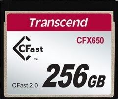 2 stk minnekort CFast 2.0 Transcend CFX650 256 GB PRIS FOR BEGGE!