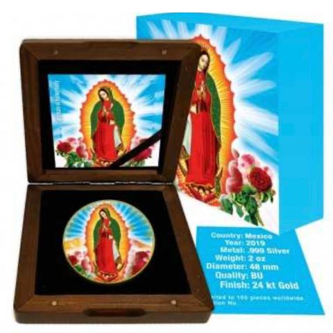 LADY OF GUADALUPE 2 Oz Gold and Silver Libertad Coin Mexico 2019