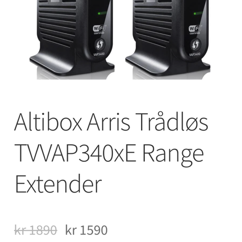 Altibox Arris Trådløs TVVAP340xE Range Extender