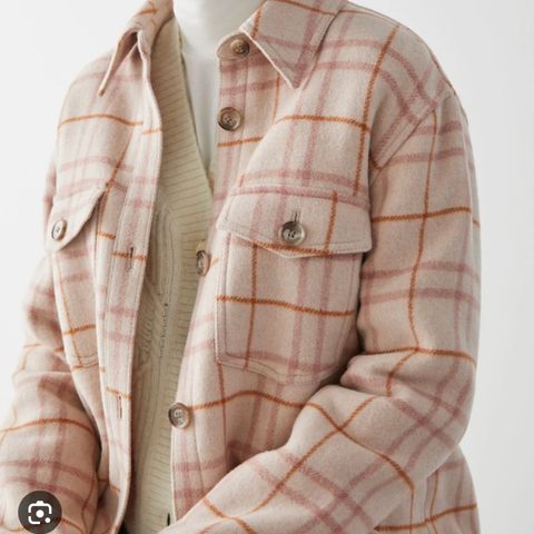 Skjortejakke ull, oversize shirtjacket str 34