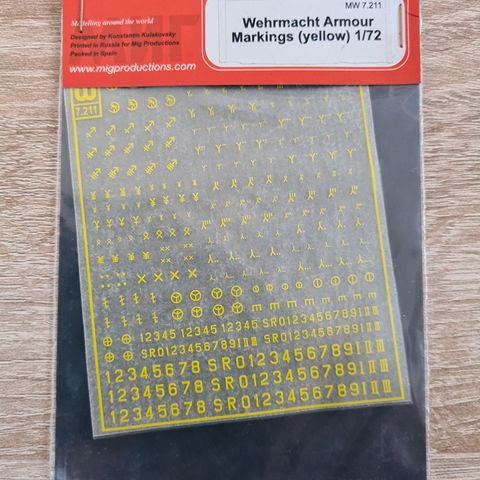 1:72 MIG 7211 Transfers - Wehrmacht Armour Markings (Yellow)