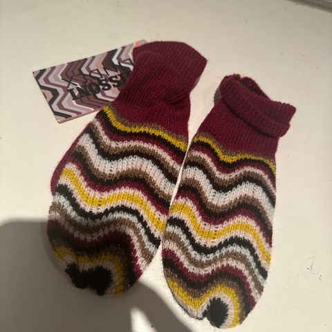 Ubrukt/ny! Søte tynne votter str 7-9år Missoni Lindex kolleksjon-30%lammeull