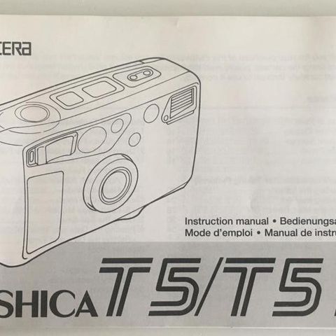 Yashica T5 OG T5d bruksanvisning på Engelsk, Tysk, Fransk,Spansk
