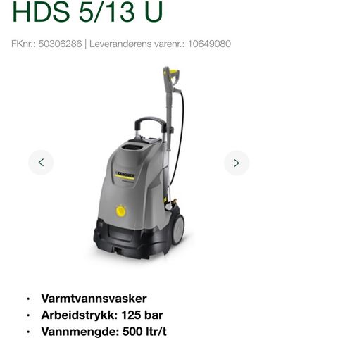 Karcher varmtvannsvasker HDS